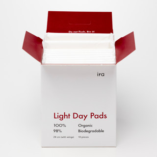 Ira Concept ผ้าอนามัยกลางวัน (มาน้อย) ออร์แกนิคและย่อยสลายได้ ไอร่า 24ซม. Biodegradable Organic -Light Day Pads (10 pcs)