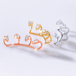 SWAN - Pear Ear Climb ต่างหูหนีบเงินแท้ คล้องหู ไม่ต้องเจาะ ฝังเพชรคิวบิกเซอร์โคเนีย cubic zirconia