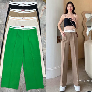 Micro Trousers 🍞กางเกงเอวสูงปรี๊ดขอบขาวไซค์ใหญ่