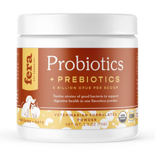 อาหารเสริมสุนัขและแมว Fera Pet Organics Probiotics + Prebiotics ขนาด 72 g