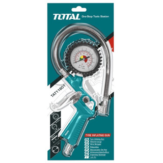 TOTAL หัวเติมลม+เกจ์วัดลมสายอ่อน รุ่น TAT11601 (Air Tire inflating gun)