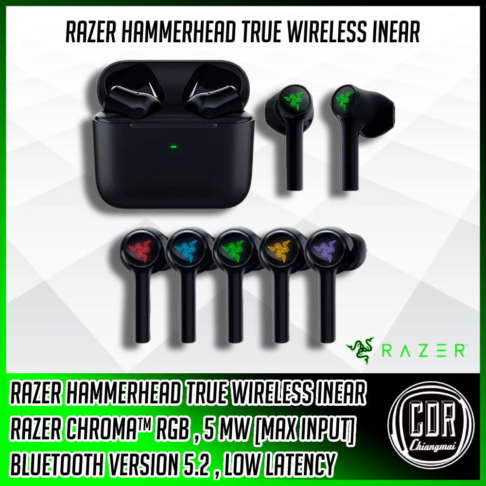 Razer Hammerhead True Wireless 2021 Wireless 60ms Low Latency Earbuds With Razer Chroma Rgb 3786