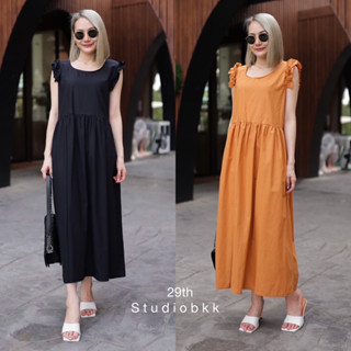 🌈🌿🌼🌸🌺🧡🤎🇰🇷Cotton Frill Sleeveless Maxi Dress