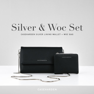 (ใช้โค้ด:699BPSODลด260.-) [แถบเงิน+Woc] Set กระเป๋าสะพายรุ่น WOC และ Silver Lining Wallet