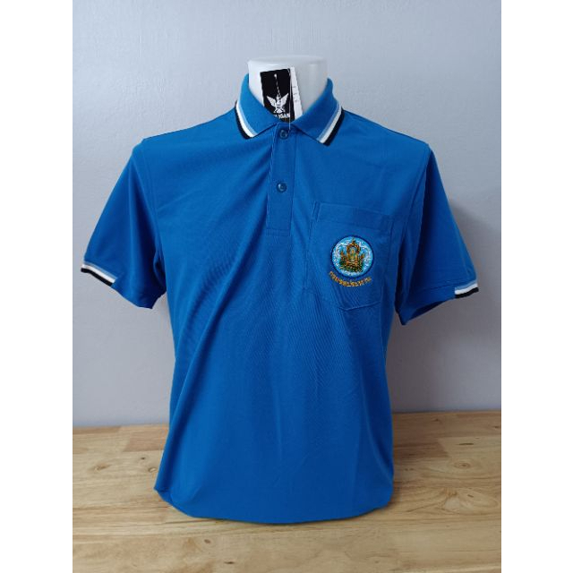 เสื้อกรมชลประทาน โทนฟ้า ปกขลิบ