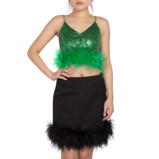 SHU APPAREL FEATHER CROP CAMI #2 - GREEN