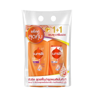 (แพ็คคู่สุดคุ้ม 1+1) ซันซิล แชมพู 325 มล.+ ครีมนวดผม ขวดปั๊ม ขนาด 300 มล. SUNSILK SHAMPOO + CONDITIONER PUMP BOTTLE