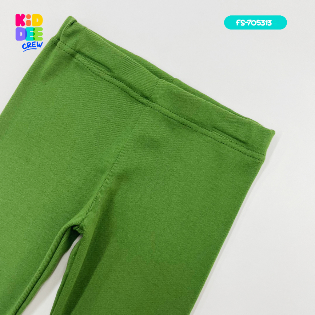 KiddeeCrew เลกกิ้งเด็กสีเขียวพับลา เหมาะสำหรับอายุ 1-10 ปี