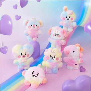 [BT21] พร้อมส่ง ตุ๊กตา กระเป๋า พวงกุญแจ Baby Rainbow Flat Fur Standing Doll &amp; Bag Charm &amp; Pouch