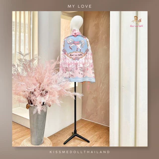 Kissmedoll - ลาย My Love ขนาด 100x100 cm.ผ้าพันคอ/ผ้าคลุมไหล่