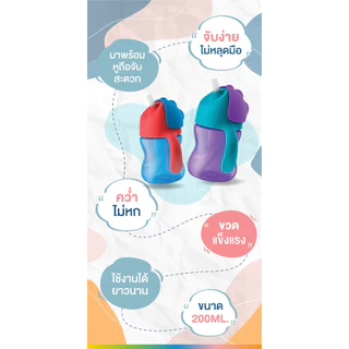 (ดีสุดในโลก แบรนด์ระดับโลก) ของแท้ศูนย์ไทย Philips Avent ถ้วยหัดดื่ม ดูดง่าย ขนาด 200ml. สำหรับ 9m+