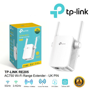 อุปกรณ์ขยายสัญญาณ TP-LINK (RE205) AC750 Wi-Fi Range Extender 2.4GHz band(300Mbps) and 5GHz band(433Mbps)