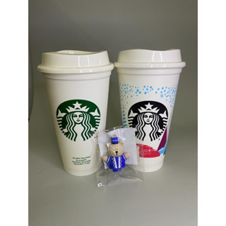 Set Starbucks Reusable Cup 473ml &amp; Bearista Stopper Nutcrackers 2022 เซตแก้วรียูสต่างประเทศ จุกหมีแรร์ไอเทมญี่ปุ่น