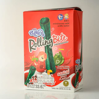 ซีลีโกะ Rolling Bite สาหร่ายม้วนอบกรอบ รสสไปซี่ 12 ซอง / กล่อง (ขนาด 33.6 กรัม)