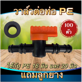 วาล์ว pe วาล์วพีอี วาล์วปิดเปิด วาล์วหรี่น้ำ ต่อท่อพีอี ขนาด 16-20 มิล(แถมลูกยาง16 มิล)คละสี(100ชิ้น)