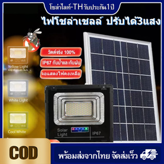 【3สี】ไฟโซล่าเซลล์ กันน้ำกลางแจ้ง ป้องกันฟ้าผ่า Solar light โคมไฟโซล่าเซลล์ ไฟโซล่าเซลล์ติดผนัง แสงขาว /เหลือง/ธรรมชาติ