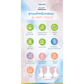 ของแท้ศูนย์ไทย Philips AVENT จุกนม ซิลิโคน รุ่น ANTI COLIC (1กล่องมี2ชิ้น) *สินค้าจากศูนย์ไทย*