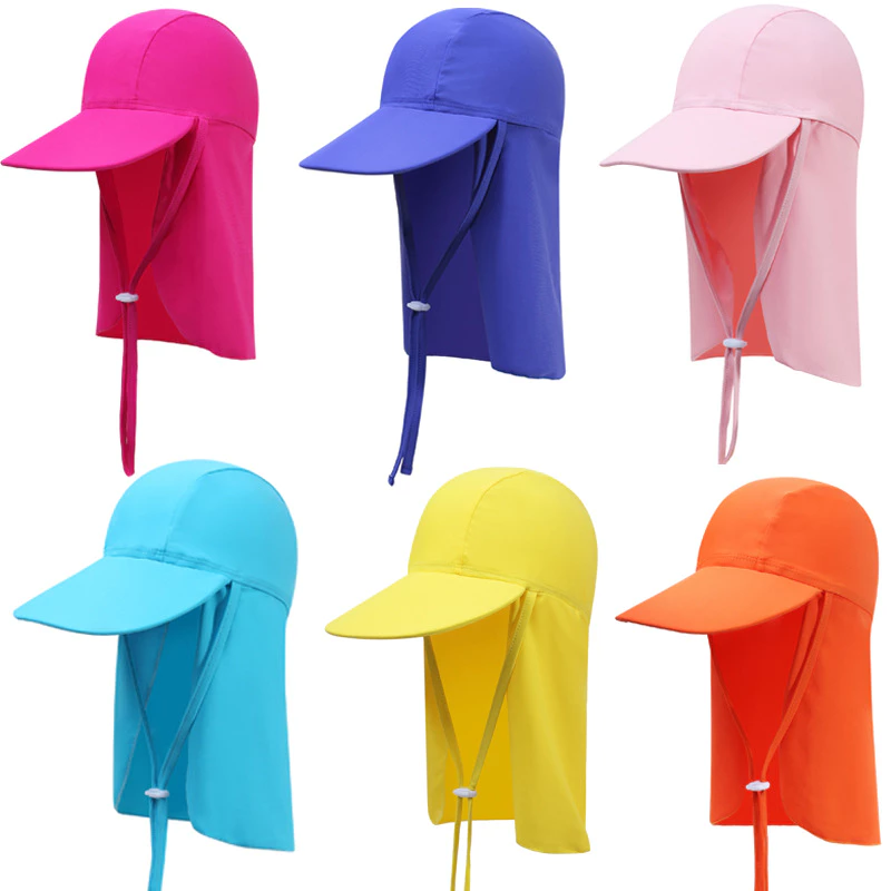 jqk หมวกปีกสำหรับเด็ก มีผ้าคลุมคอ เชือกรูดด้านหน้า มี9สี รุ่น F11