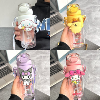 พร้อมส่ง💕 กระติกน้ำ Sanrio แท้ วัสดุTritan มีหลอด มีสาย ขวดน้ำเด็ก ซานริโอ้ Kuromi มายเม cinnamoroll | Bluerubystore