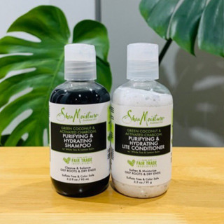 Shea Moisture  Green Coconut and Activated Charcoal Shampoo and Conditioner Set Travel Size