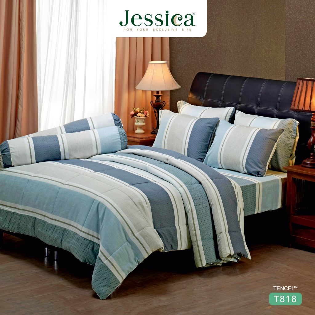 Jessica Tencel T818 ชุดเครื่องนอน ผ้าปูที่นอน ผ้าห่มนวม เจสสิก้า พิมพ์ลวดลายโดดเด่น ให้สัมผัสที่นุ่มลื่นดุจแพรไหม