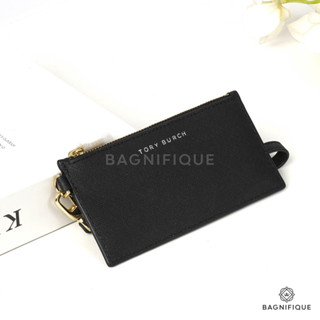 NEW TORY BURCH CARDHOLDER LONG BLACK LEATHER GHW