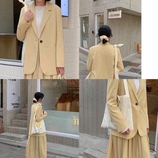 Single Button Blazer - Yellow