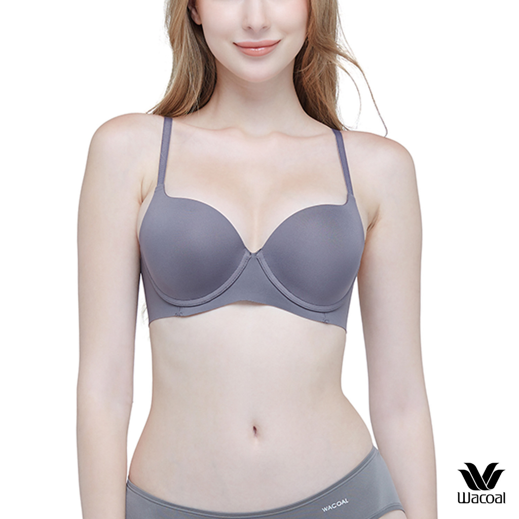 Wacoal ชุดชั้นเนียน บราดันทรงมีโครง เสริมฟองน้ำหนา รุ่น WB5P79 สีเทาดำ (DG)