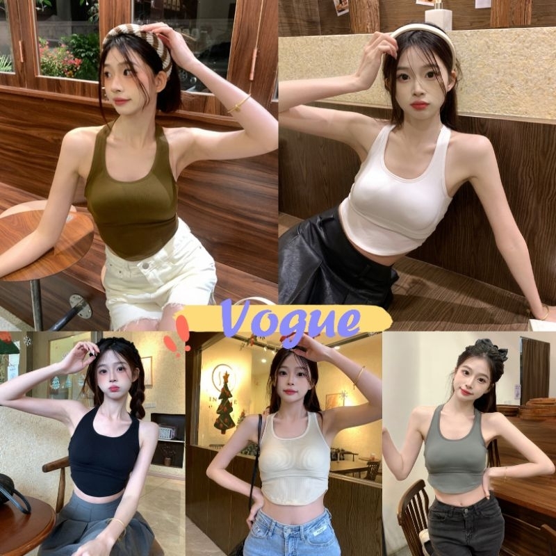 Vogue🌟พร้อมส่ง🌟 เสื้อกล้าม มีฟองน้ำ รัดตัวผ้านิ่ม (FYC013) -H