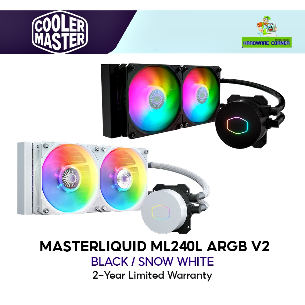 Cooler Master Masterliquid ML240L ARGB V2 / 240L Core ARGB Liquid CPU Cooler (MLW-D24M-A18PA-R2) 2y