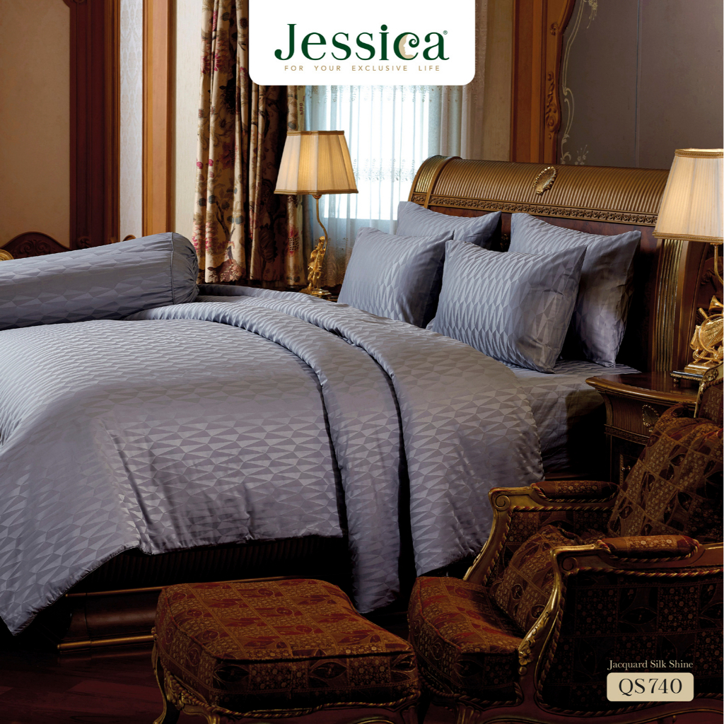 Jessica Jacquard Silk Shine 500 เส้นด้าย QS740 ชุดเครื่องนอน ผ้าปูที่นอน ผ้าห่มนวม ผ้าทอลายเรียบหรู 