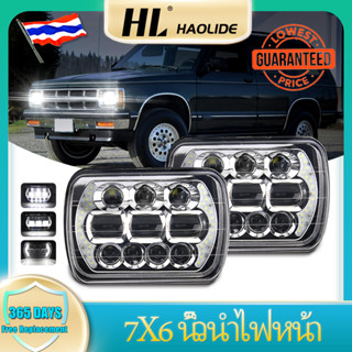 HL 12V 24 Volt High Low Beam Angel Eyes Driving Lights 6500K DRL 7x6" Rectangle 7 Inch 5x7 Inch Led Headlights