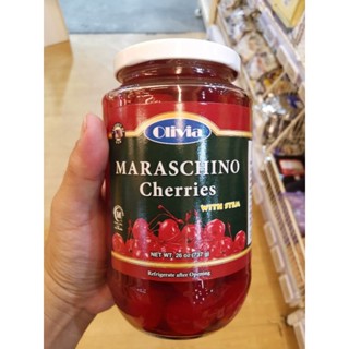 ecook มาราสชิโน เชอรี่แดง มีก้าน ตรา​ oliva maraschion cherry 737กรัม