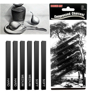 แท่งถ่านชาร์โคลทรงสี่เหลี่ยม และทรงกลมสำหรับวาดภาพ Woodless Charcoal Pencils/Compressed Graphite