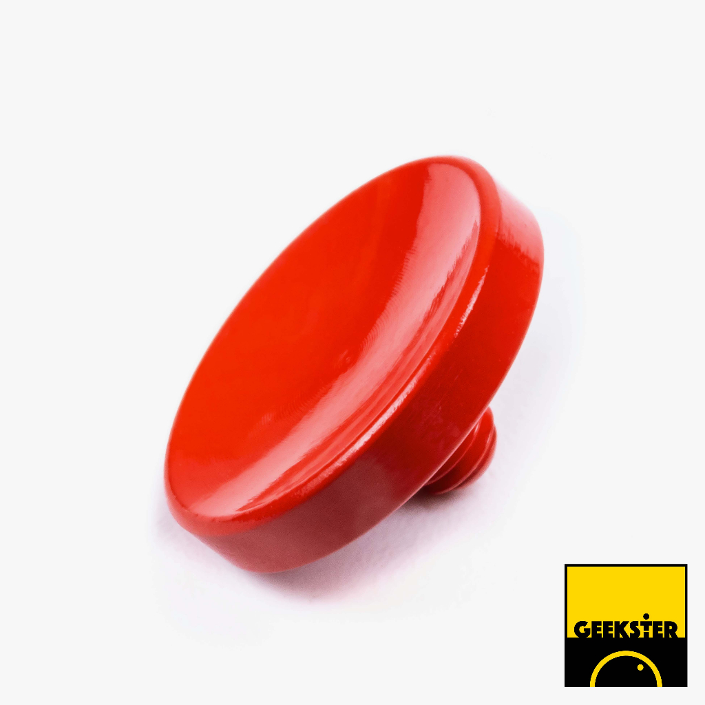 ปุ่ม Soft Shutter แบบเว้า สีแดง สด ขอบเรียบ ทองเหลือง แท้ ( Brass Soft Release Button / Concave / Leica ปุ่มชัตเตอร์ )