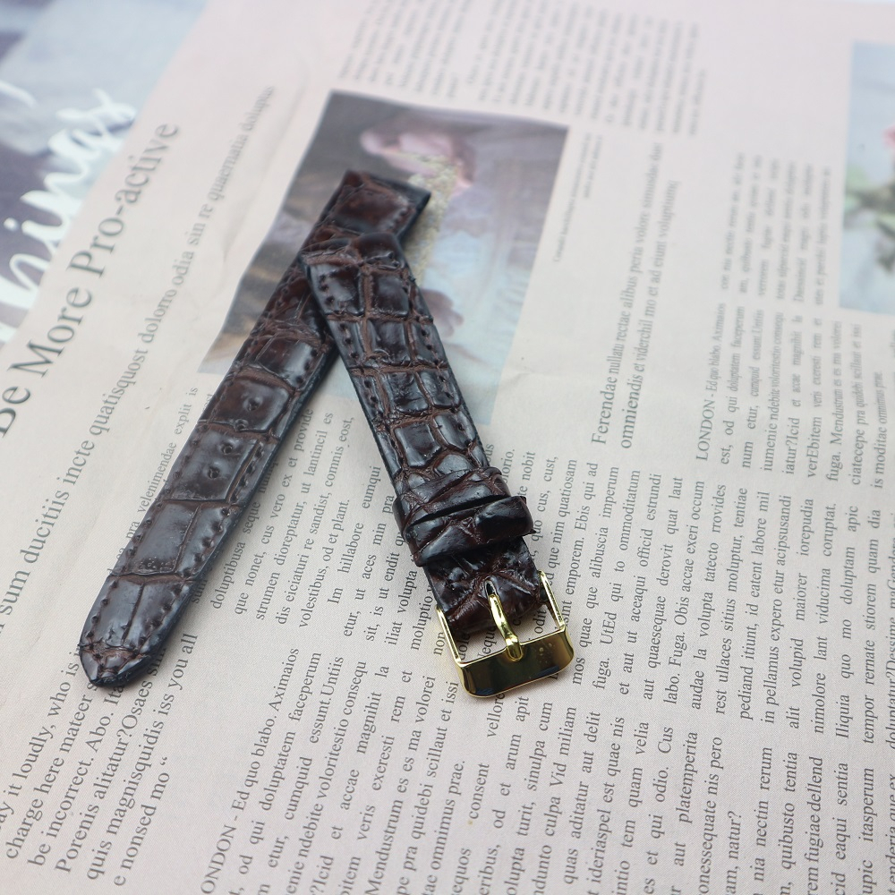 สายนาฬิกาหนังจระเข้แท้ งานมือ ไซร์ 18 mm. (ส่วนท้องไผ่เล็ก) Genuine leather crocodile แถมสปริง รับประกันสินค้า ไม่แท้ยิน