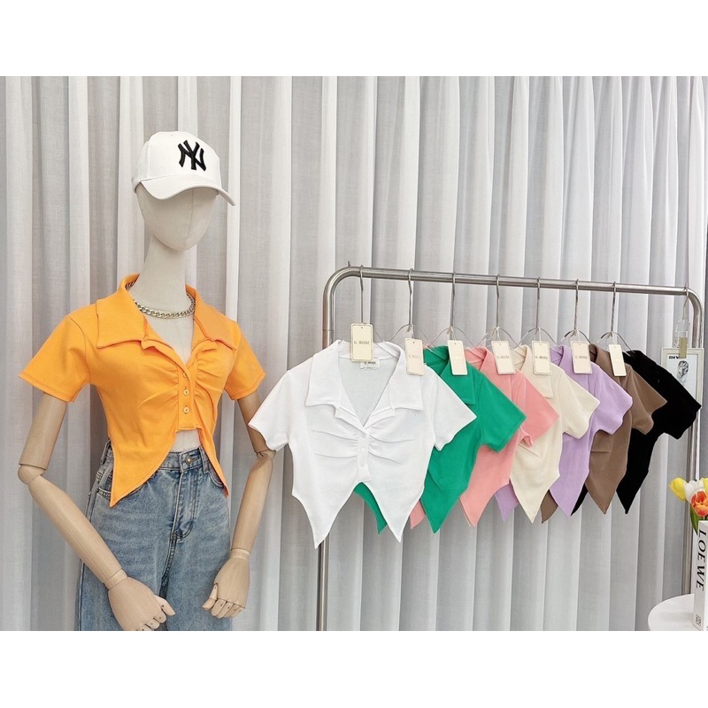 เสื้อครอป ผ้าร่อง งานป้าย G-rose