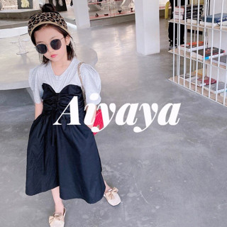 Aiyaya ชุดเด็กพร้อมส่ง ชุดเดรสเด็กผู้หญิง ชุดเดรสเด็กผู้หญิง ชุดเอวลอยเด็กผู้หญิง（481）