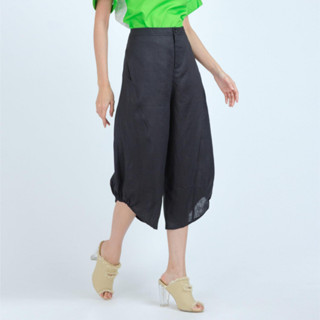 C&amp;D กางเกงขาวยาว กาง﻿เ﻿กงผู้หญิง Linen Pants ทรง Balloon Pants กางเกงขาสี่ส่วน ปลายขาจั้ม สีดำ เนื้อผ้าลินินพรีเมี่ยม (CV1GBL)