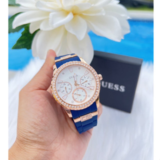 Guess นาฬิกาข้อมือสตรี เกซ #W0119L3 สายซิลิโคนสีน้ำเงิน