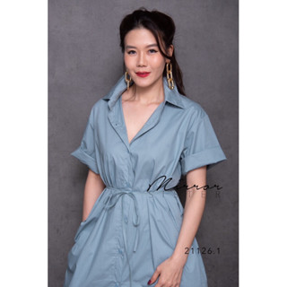 ANWA SHiRT DReSS•• เดรสเชิ้ตแขนสั้นทรงเรียบง่าย ใส่เรียบร้อย แพทเทรินเก๋ๆคลาสสิคใส่ได้บ่อย