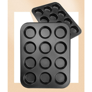 ถาดอบขนม มินิ มัฟฟิน / คัพเค็ก 12 หลุม เคลือบ non-stick ขนาด 24.5 x 18.5 x 2 ซ.ม