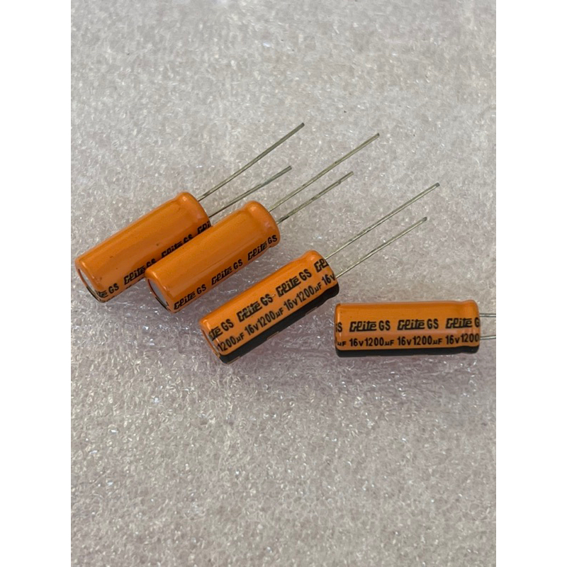 คาปาซิเตอร์ 1200UF 16V C1200UF 16V (10ชิ้น)  C1200uf 16v ขนาด8x20mm. C1200uf 16v  C1200UF 16V พร้อมส