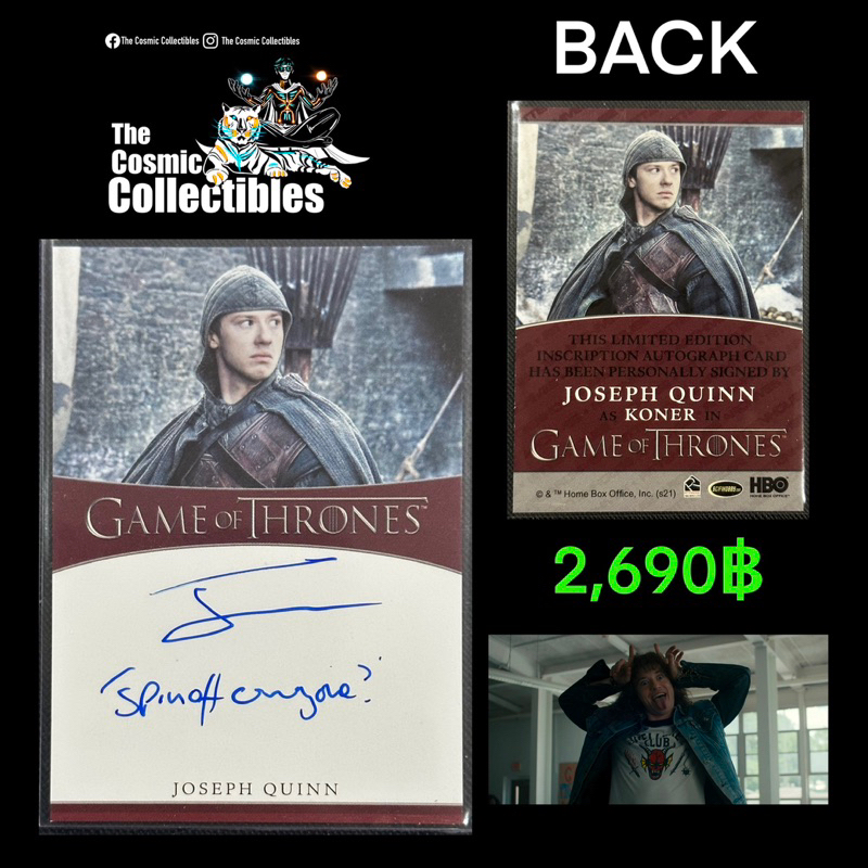 การ์ดลายเซ็น Joseph Quinn จาก Game Of Thrones