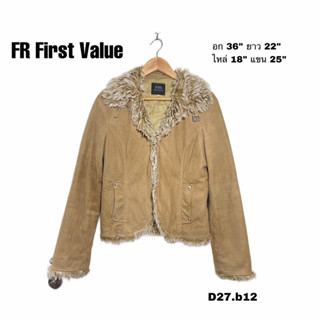 FR First Value เสื้อกันหนาวผู้หญิงขนเฟอร์หนังกลับ อก 36 ยาว 22 D27.b12