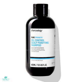 แชมพูถ่านไม้ไผ่ Charcoalogy Pure Strength Shampoo - Bamboo Charcoal Purifying Deep Cleansing แชมพูถ่าน ขวดสีฟ้า