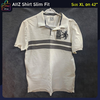 AIIZ POLO STRIPED SHIRTS (เอ ทู แซด)  เสื้อโปโล SLIM FIT SIZE XL อก 42 นิ้ว