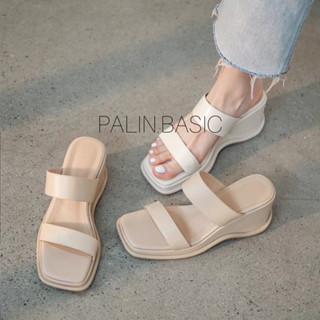 ส่งไว🔥PALINSHOP 35-39 รองเท้าแตะส้นสูง 6.5 ซม คาด2สาย เรียบ สวย น้ำหนักเบา ใส่สบาย (330) PALINSHOP