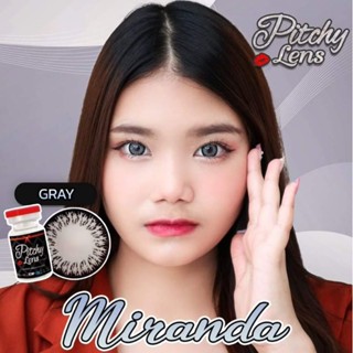 คอนแทคเลนส์ รุ่น Miranda ยี่ห้อ Pitchylens ตาโต มีสี เทา มีค่าสาย (0.00)ถึง(-750)