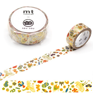 mt masking tape iyasaka (MTSOU30) / เทปตกแต่งวาชิ รุ่น Foil stamping ลาย iyasaka แบรนด์ KAMOI mt masking tape